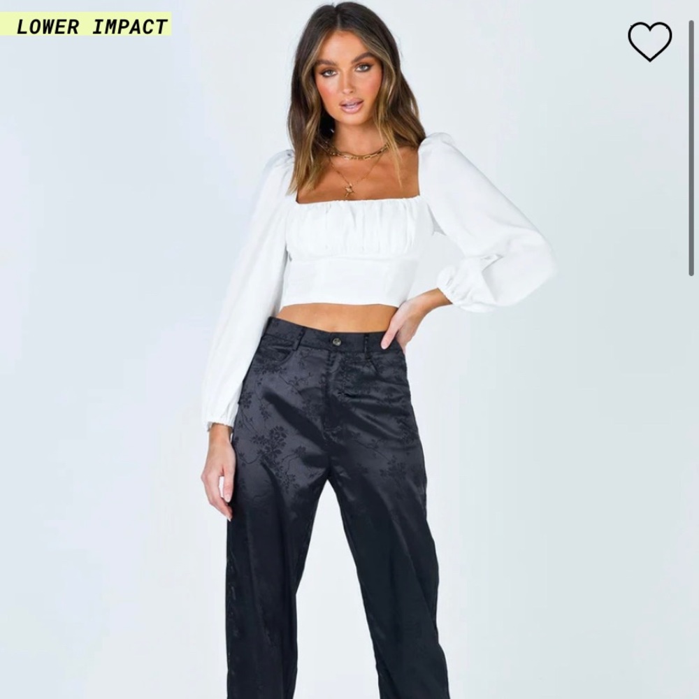 NWT Princess Polly Ariah Long Sleeve Top White Retail $48